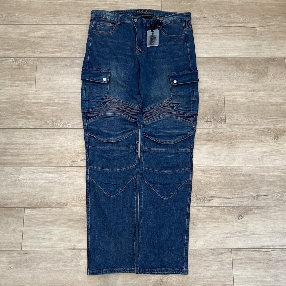NBT Riding Jeans Mens Size 42x37 Streetwear Moto Classic Riding Denim Biker Pant